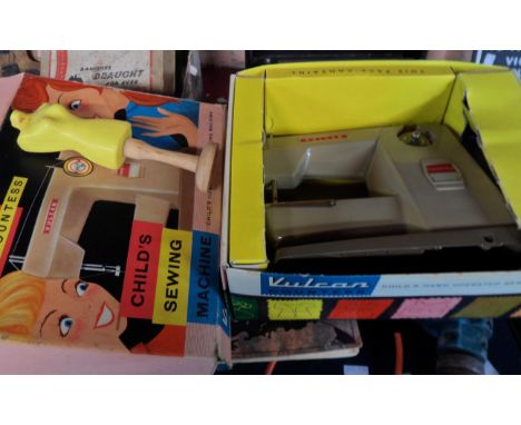 A vintage Vulcan Countess child's sewing machine in original box with miniature doll's dressmakers mannequin - sold with a Wa