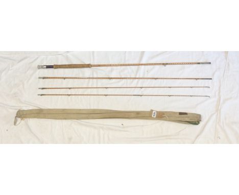 A 10' vintage Hardys 'Palakona' 'The Brown Houghton' three section split cane fly fishing rod with bound repair to spare top 