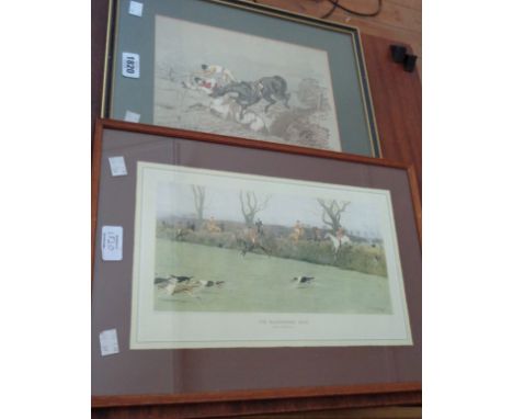 J.F.Herring: a framed coloured hunting print - sold with a Cecil Aldin similar - faded