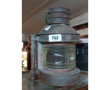 An old Seahorse brand copper ship's masthead light
