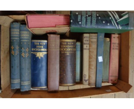 A crate containing a selection of vintage hard back books including The Complete Book Of Fortune, 8vo., printed cloth cover, 