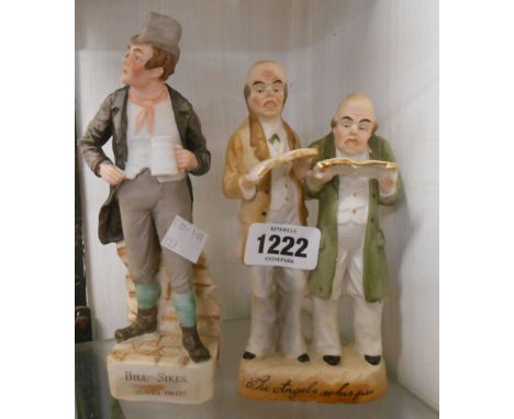 A Heubach painted bisque porcelain figurine of Bill Sikes from Oliver Twist - printed mark to rear - sold with a similar cont