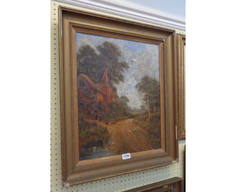 R. Dumont-Smith: a pair of gilt framed oils on canvas, one depicting a rural cottage and track, the other a rural cottage and