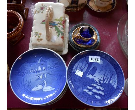 A selection of ceramic items including Royal Copenhagen and B &amp; G year plates, cheese dish, etc.