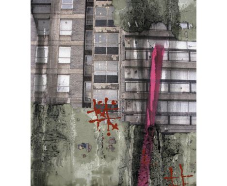 Concrete, acrylic, spray paint and inkjet on canvas
56cm x 51cm&nbsp;
David’s subject matter, ranging from near life-size sub