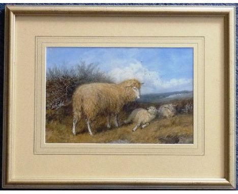 In the style of Thomas Sydney Cooper (1803-1902), a Watercolour Study of sheep in a country landscape, 23.5cm x 36cm    CONDI