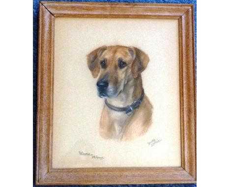 Dorothy S. Hallett (act. 1913-1930), a limed oak framed and glazed Gouache on Paper Study "Winnie - 8th Army", signed lower r