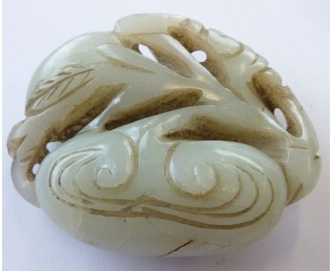 A 19th century Chinese Celadon Jade Carving of a Lingzhi fungus, the stone of a pale Celadon even colour, 5.5cm    CONDITION 