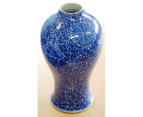 A Kangxi style Chinese porcelain Vase of baluster form (cut down slightly to the top and restorations to the top area), decor