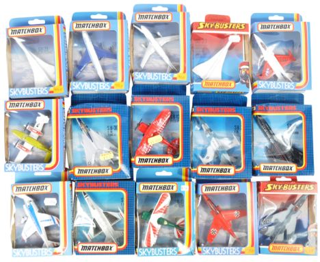 A collection of x15 assorted vintage Matchbox Skybusters diecast model aeroplanes to include; SB-29 Blackbird, SB-12 Pitts Sp