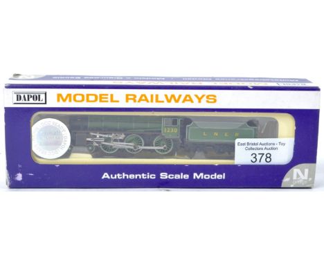 An original boxed Dapol made N gauge model railway trainset locomotive engine No. ND-120C B1 LNER green 1230. DCC ready. High