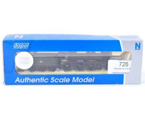 An original boxed Dapol made N gauge model railway trainset locomotive engine No. ND-079B British Railways green late crest '