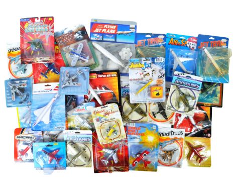 A large collection of assorted carded aviation interest diecast model aeroplanes / aircrafts by makers Matchbox, Ertl, Zee To