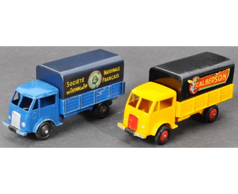 French Dinky Toys - two original vintage Dinky Toys made diecast models - the first No. 25JJ ' Ford Bache Calberson '. Yellow