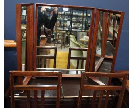 HOSTESS TEA TROLLEY, DRESSING MIRROR AND TWO INLAID SIDE CHAIRS