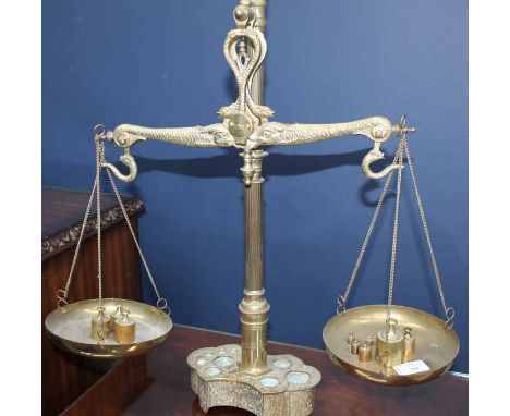 SET OF PORTUGESE BRASS WEIGHING SCALES