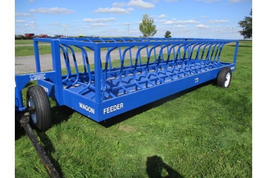 Blue Hay Feeder Wagon
