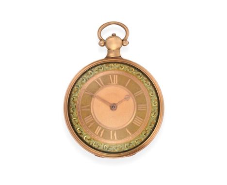 An 18ct Gold Pocket Watch, May, Dame Street, Dublin, 1812, gilt finished verge movement, three armed steel balance, diamond e