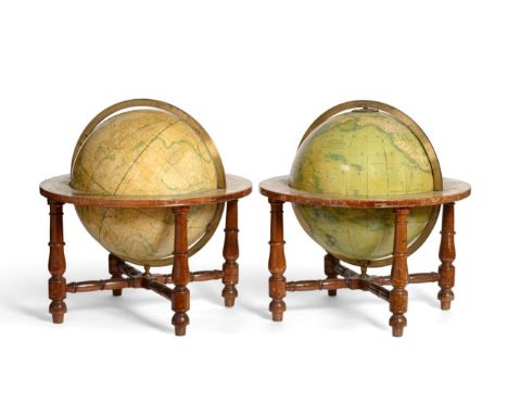 A Pair of James Wyld 12'' Terrestrial and Celestial Table Globes, published 1846/1847, the Terrestrial globe printed WYLD'S G