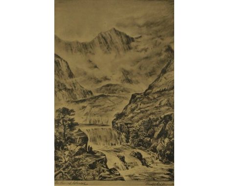Preston Cribb (British 1876-1937) "The Pass of Glencoe" Etching, Signed, 20.5cm x 14cm