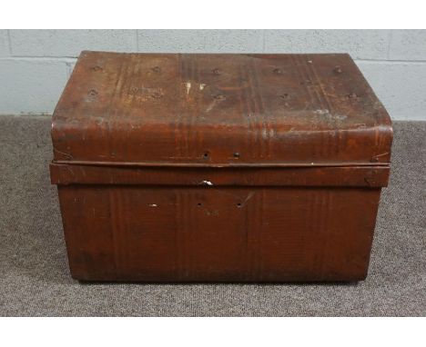 Tin Trunk from WWII, A Vintage Metal Military Storage Trunk