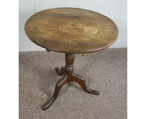 George III Oak Tripod Table, Circular snap top,&nbsp;68cm high, 63cm wide