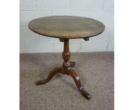 George III Oak Tripod Table, Circular snap top, 69cm high, 65cm wide