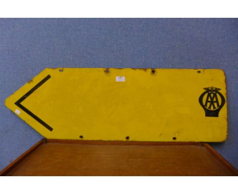 A vintage enamelled double sided AA sign 