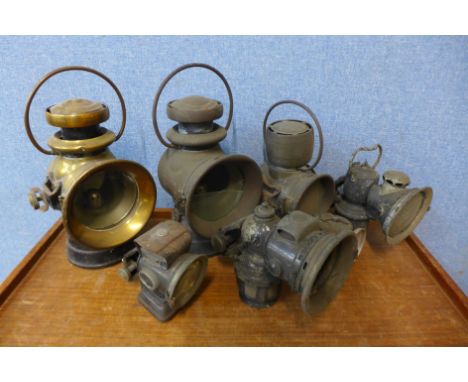 Three vintage Lucas,King of the Road car lamps and others 