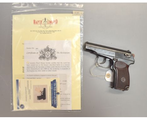 Goldeneye (1995) A Makarov handgun, serial number YB0940 used by Gottfried John as General Ourumov with Certificate of De-act