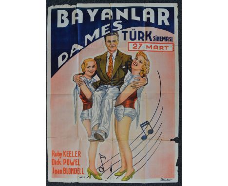 DAMES (1934) Turkish film poster for the classic film directed by Busby Berkeley pictures Dick Powell supported by Ruby Keele
