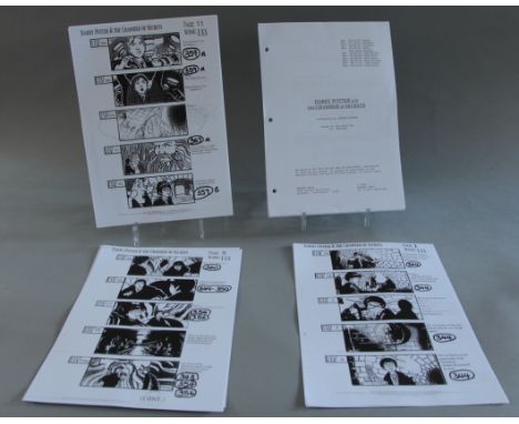HARRY POTTER AND THE CHAMBER OF SECRETS mimeographed script and storyboards from 2002, screenplay byt Steven Kloves based on 