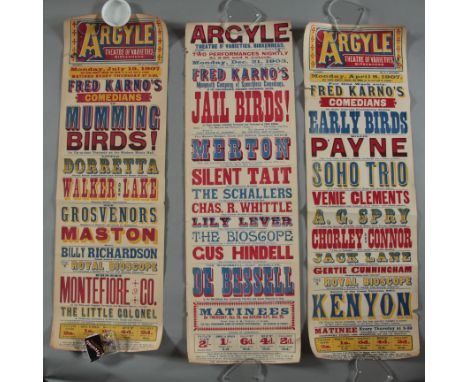 ARGYLE Birkenhead Liverpool vintage theatre bills from 1900s - Monday, December 21 1903 featuring Fred Karno "Jail Birds", pl