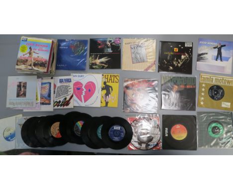 50+7 inch singles in various conditions including Bruce Springsteen limited-edition 7 inch picture disc hungry heart, Nick Ca