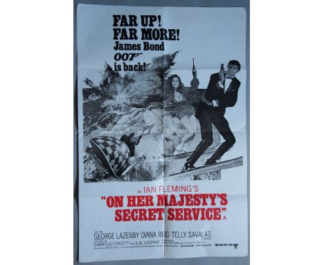 James Bond in "On Her Majesty's Secret Service" vintage British double-crown film poster (20 x 30 inch) 1970s re-release, sta