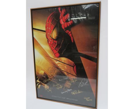 Spider-man (2002, Marvel) original rare Twin Towers style one sheet "Coming 2002" film poster signed by Tobey Maguire, Stan L