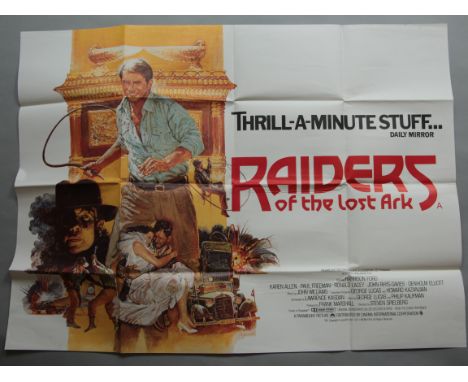 A collection of Vintage British Quad film posters (30 x 40 inch) including Indiana Jones in "Raiders of the Lost Ark", Romanc