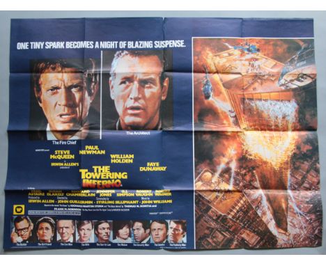 A collection of 12 Vintage British Quad film posters (30 x 40 inch) including The Towering Inferno, Papillon, Return of the P