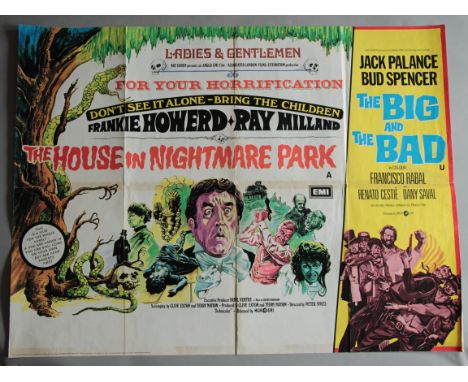 Collection of six horror themed British quad film posters including the House in nightmare Park doublebill starring Frankie H