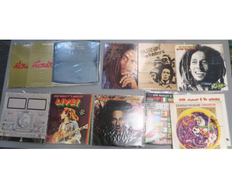 BOB MARLEY & THE WAILERS 13 vinyl albums inc. Catch a Fire (lighter cover) ILPS 9421, Exodus x2, Burnin, Legend, Kaya, Confro