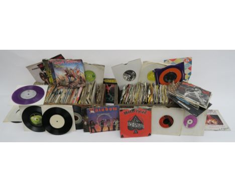 Two boxes of 7" singles including Black Sabbath, Def Leppard, Deep Purple, Rainbow, Ted Nugent, The Move, Gary Moore, Motorhe