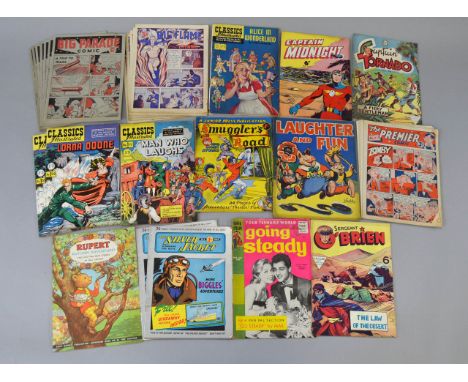 Collection of vintage comics from the 1940's - 1960's including Big Flame Wonder Comic 1 x5, The Meteor 3 x3, The Premier com