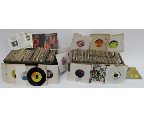 Two boxes of 7" singles plus promos including Todd Rundgren, Procol Harum, Sha Na Na, James Brown, Billy Swan, Greg Lake, Sma