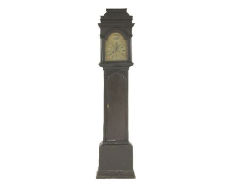 An 18th century longcase clock,the arched brass dial inscribed 'William Camden, London', with five-pillar movement in softwoo