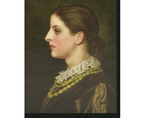 Follower of William Holman Hunt PORTRAIT OF A WOMAN IN PROFILEOil on canvas50 x 40cm