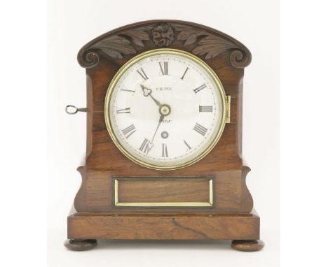 A William IV rosewood cased mantel clock,with an eight-day single fusee movement and painted dial, by Gilpin of Ryde, Isle of