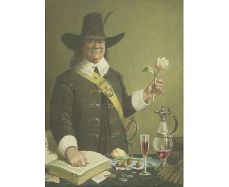 *John Leigh-Pemberton (1911-1997)PORTRAIT OF JOHN MARSHAM TOWNSHEND AS A DUTCHMAN, HOLDING A TULIPOil on canvas23.5 x 18.5cm*