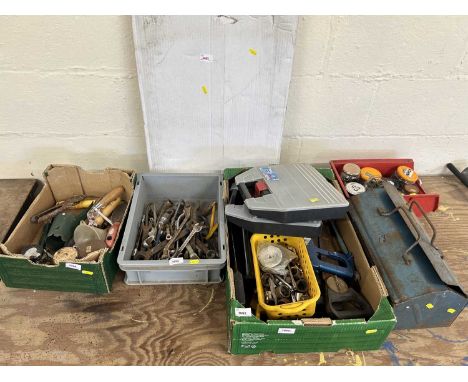 Mixed lot of shed clearance items to include spanners, sockets, tool boxes etc