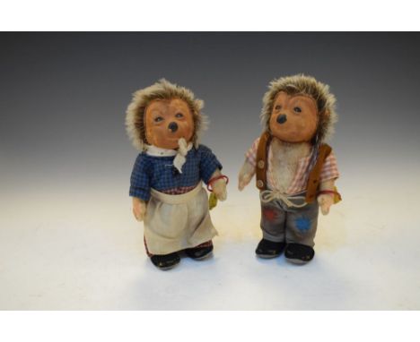 Two vintage Steiff hedgehogs, Micki and Mecki, 717B and 717M, 18cm high  
