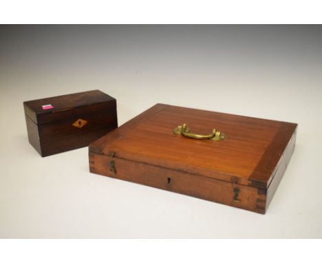 19th Century mahogany case for a scientific instrument, perhaps a sextant or similar, the hinged with lacquered brass swing c